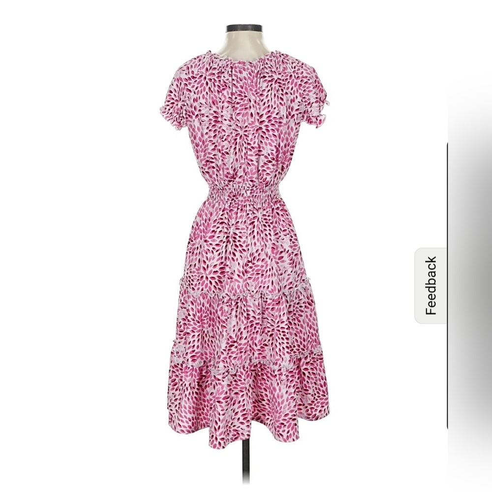 Kate And Lily Pink Patterned Ruffle Midi Dress - Picture 2 of 7